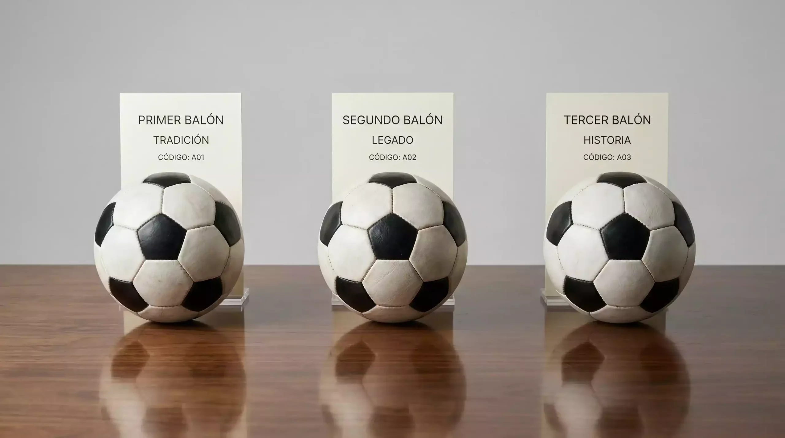Tres balones de fútbol alineados sobre una mesa representando un parlay de tres partidos de la J League