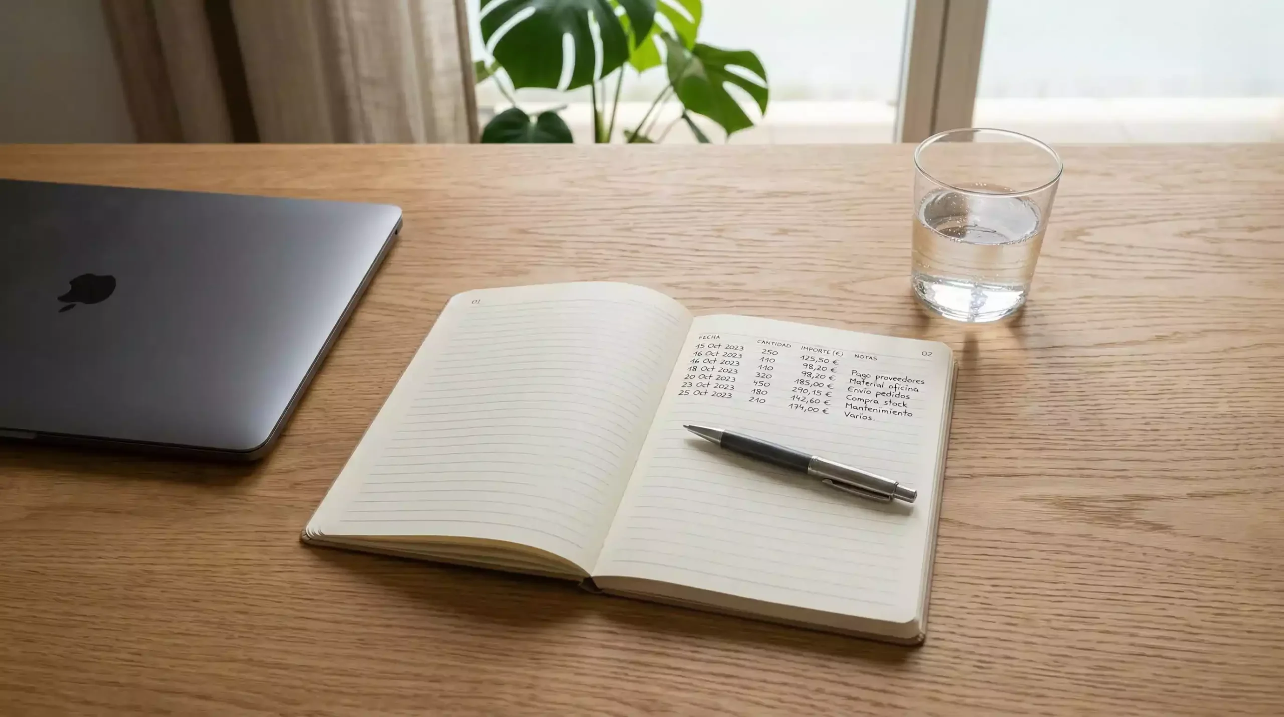 Cuaderno de registro de apuestas deportivas abierto con anotaciones y un bolígrafo sobre el escritorio