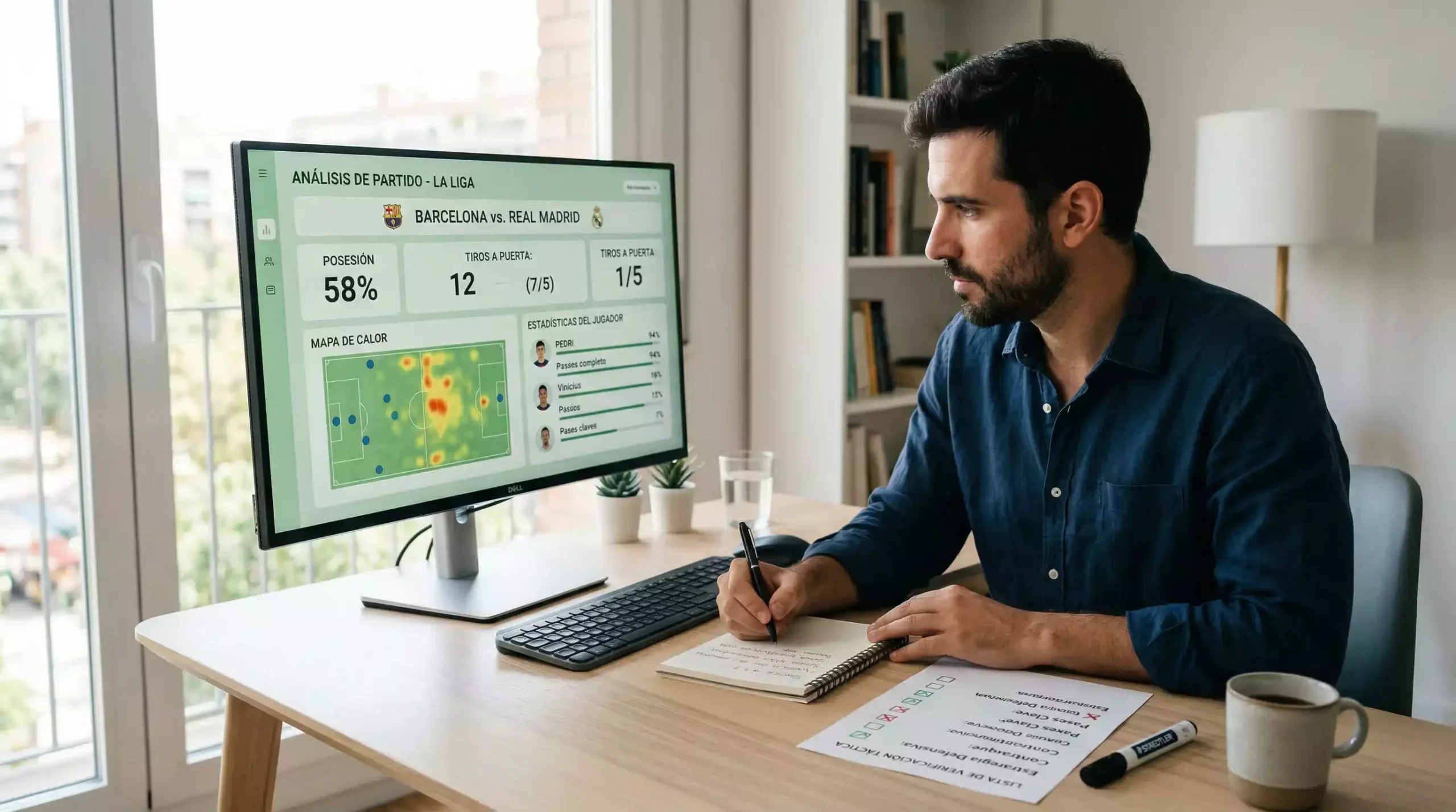 Persona comparando pronósticos de fútbol de la J League en una pantalla de ordenador
